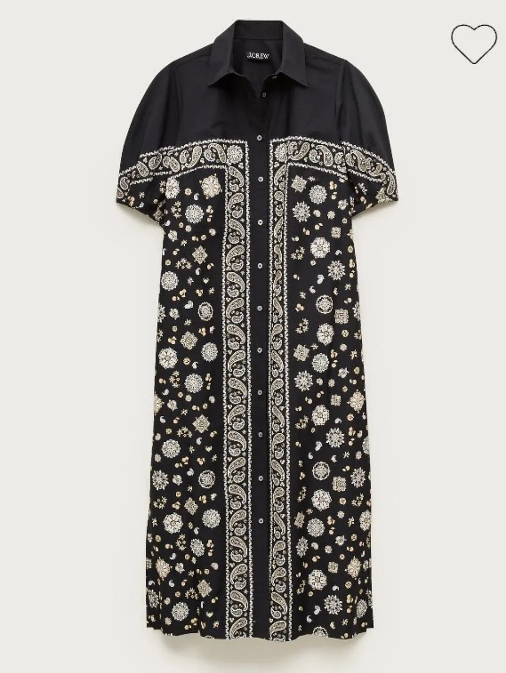 J. Crew Shirt-Dress in Bandana-print Cotton poplin - black, white, tan